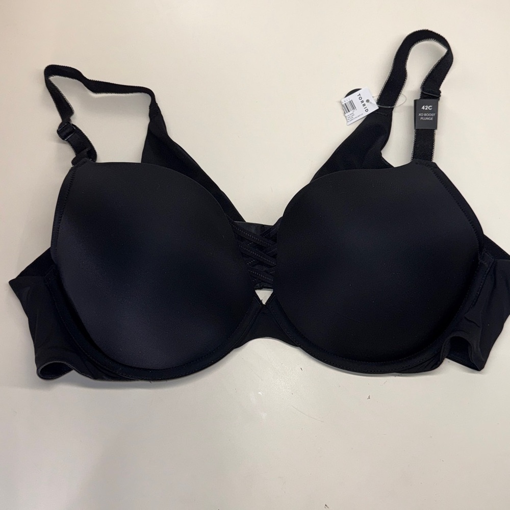 Torrid Plunge Push Up Bra 42c XO Boost Plunge Rick Black - New